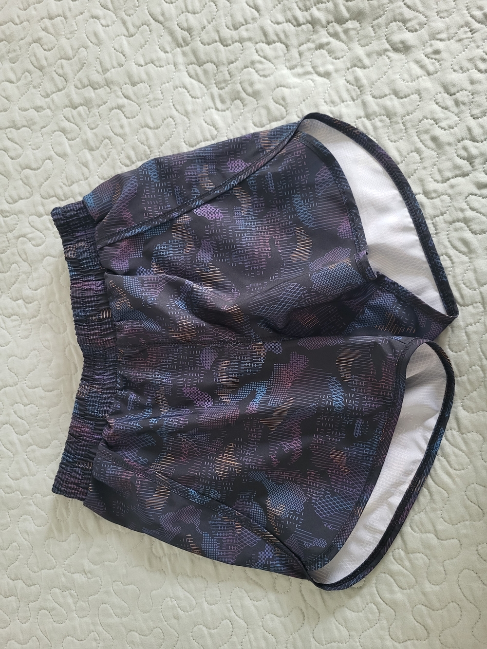 all in motion Black Shorts with Purple & Blue Print